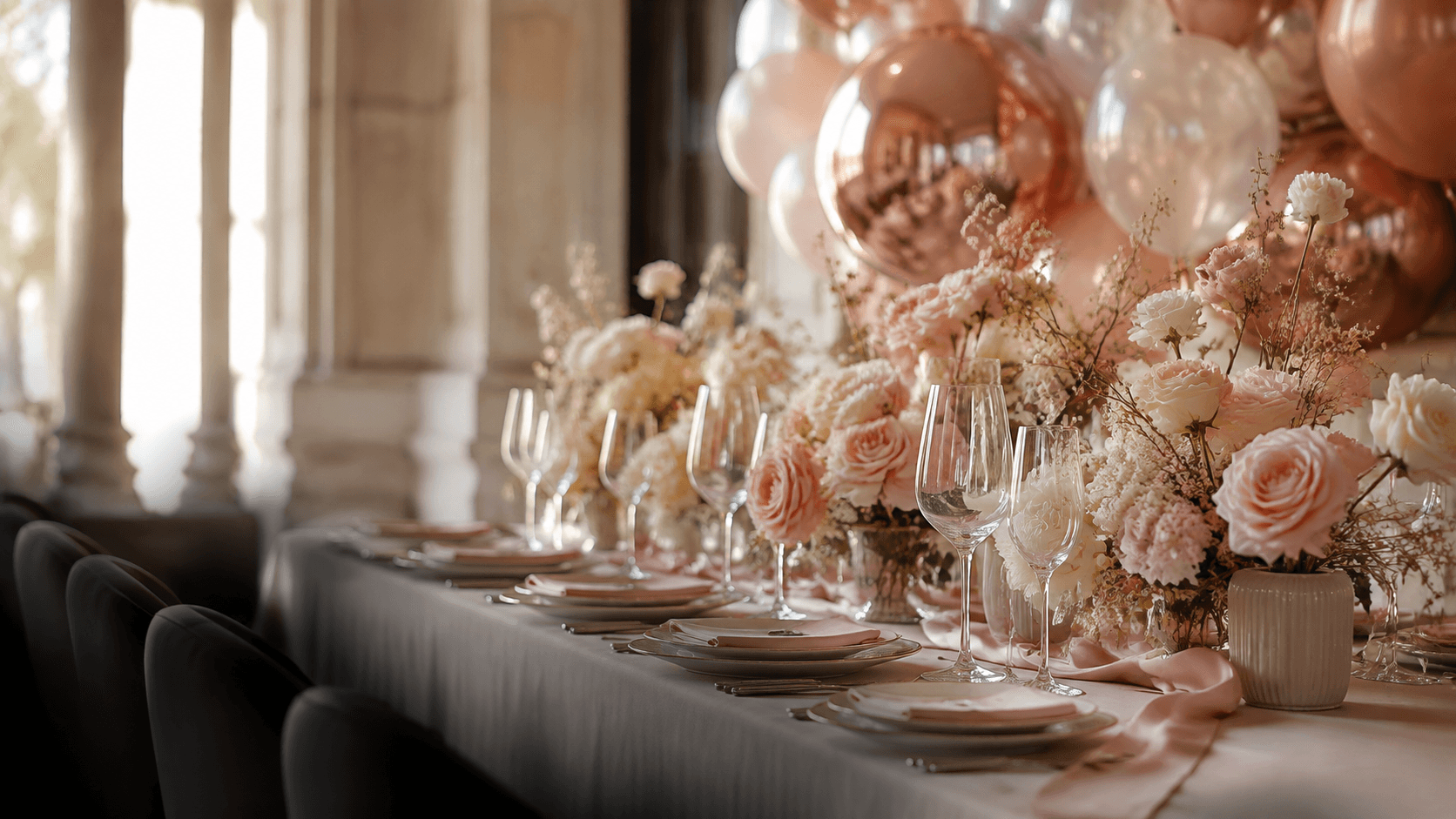 Pink and ivory celebration details, editorial photograph